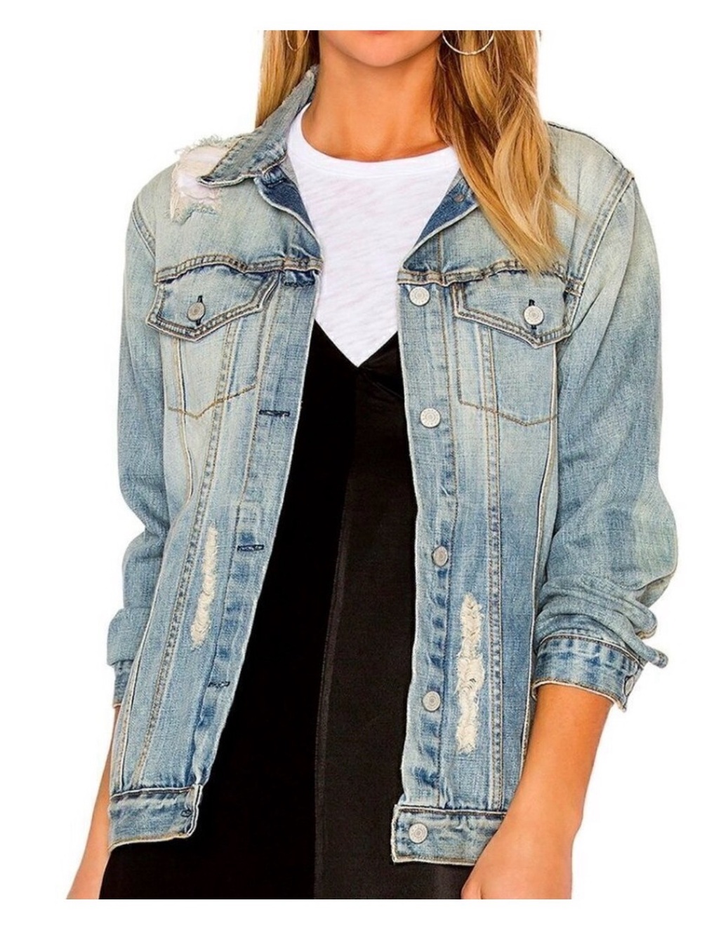 44. Rails Washed Light Blue Distressed Jean Jacket - Picture 5 of 5